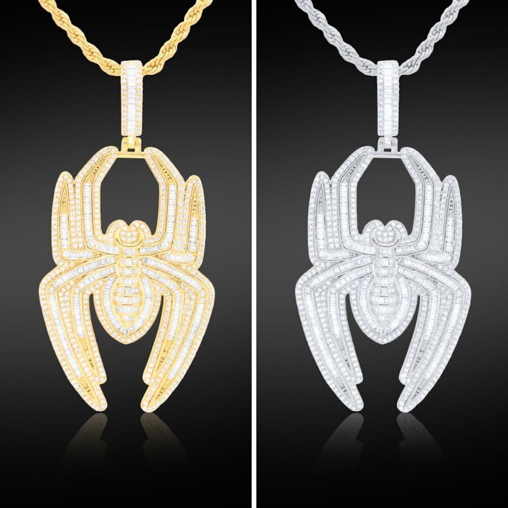 14k Gold Finish Baguette Spider